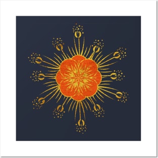 Golden Indian flower Mandala Ethnic Design Posters and Art